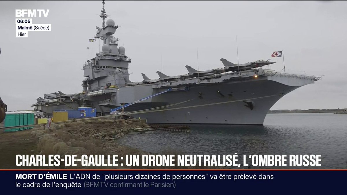 Image for the Tweet beginning: Un drone "probablement" russe neutralisé