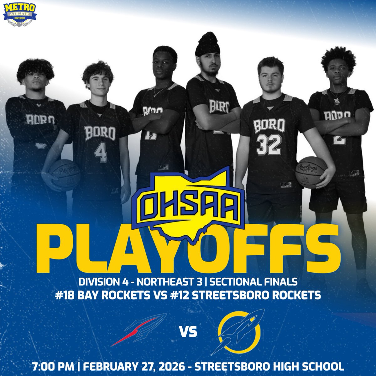 The Boys Basketball Playoffs kick off tonight for the MAC! (1/2)
- Cloverleaf vs Coventry (Game of the Night)
<a href="/CloverleafLocal/">Cloverleaf Schools</a> <a href="/chcomets/">Coventry H.S. Athletics</a> 
- Norton vs Springfield
- Woodridge vs Buchtel
- Streetsboro vs Bay