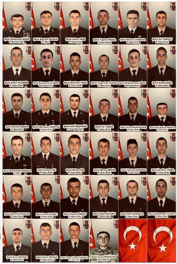 27 ŞUBAT 2020
Rusya, TÜRK taburunun, intikal edeceğini önceden bildirilmesine RAĞMEN savaş uçakları ile saldırdı. 
Tüm uyarılara RAĞMEN saldırı saatlerce sürdü.
Yaralılarımızı almaya gelen ambulanslara bile ateş açıldı!
34 (!) askerimiz şehit oldu. 

Kut'lu tinleri Mengü Gökte