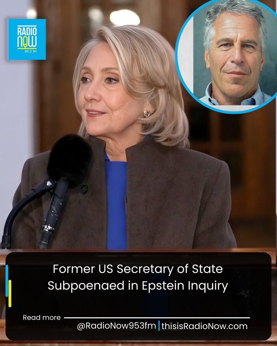RadioNow953FM's tweet image. The former US Secretary of State, Hillary Clinton, has criticised a Republican led House panel investigating links to convicted sex offender Jeffrey Epstein. Clinton, who was subpoenaed to testify... Read More: thisisradionow.com/former-us-secr…

#HillaryClinton #JeffreyEpstein #WorldNews