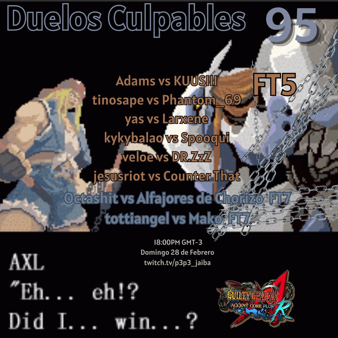 Mañana Sabado 28 de Febrero, vuelven los Duelos Culpables desde las 18:00 GMT-3!