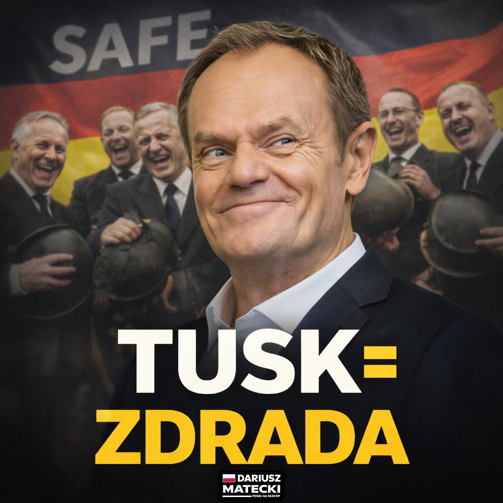 Tusk nazwał Polaków „zakutymi łbami”, bo nie chcą oddać kontroli nad bezpieczeństwem państwa.
To już nie jest debata – to pogarda wobec własnego narodu za to, że myśli samodzielnie.

Sprzeciw wobec SAFE ma konkretne powody:

▪ to wieloletnia pożyczka, a nie „dodatkowe pieniądze”