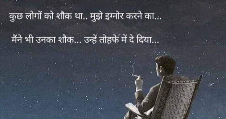 कुछ लोगों को शौक़ था, मुझे इग्नोर करने का
मैंने भी उनका शौक़ उन्हें तोहफे में दे दिया