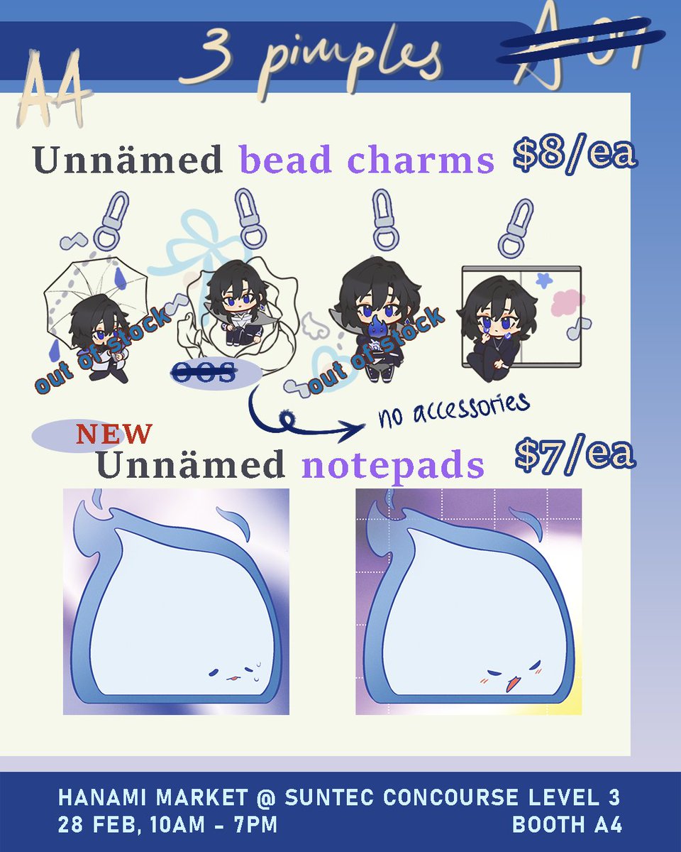 updated catalogue for Hanami Market tomorrow!! cover illustration is also available as a print 💙🤍 #hanamimkt2026