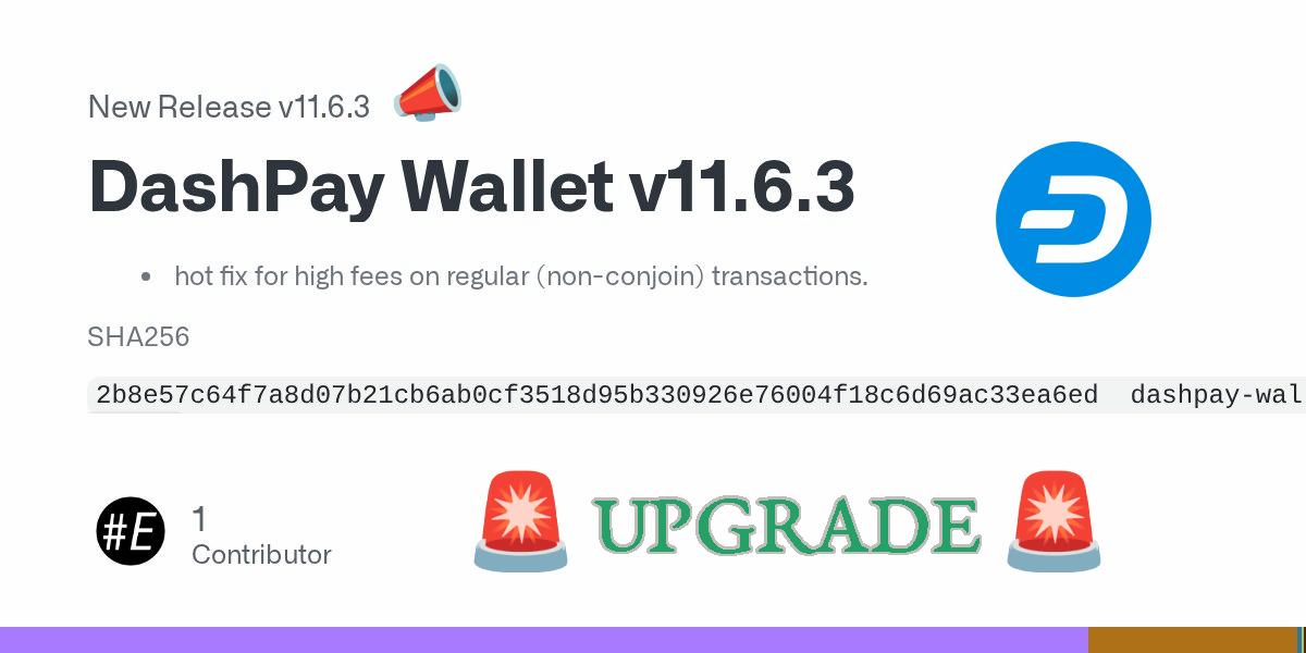 ItaliaDash's tweet image. 👇 New release on GitHub:
github.com/dashpay/dash-w…

$DASH #Wallet #Upgrade #Urgent