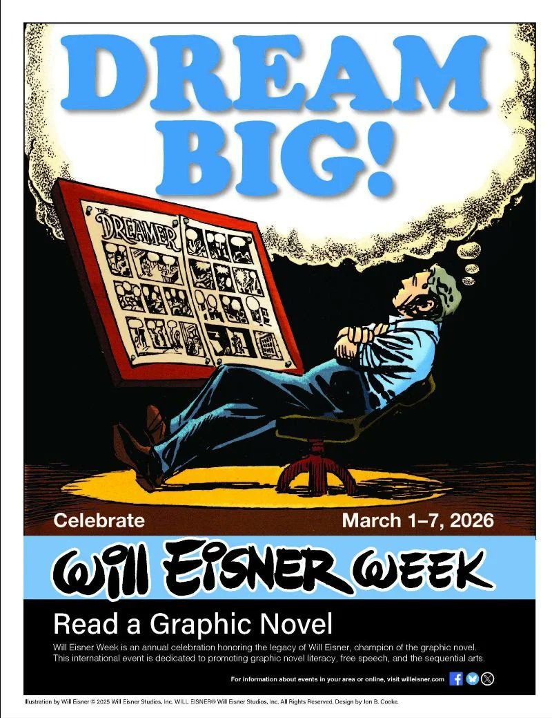 Will Eisner Week, celebrating the legacy of the late graphic novel pioneer, takes place March 1–7. Our celebration happens a bit after (March 15) with five YA graphic novel creators -- and it's free! cartoonart.org/calendar/2026/… <a href="/WillEisner/">Will Eisner</a>