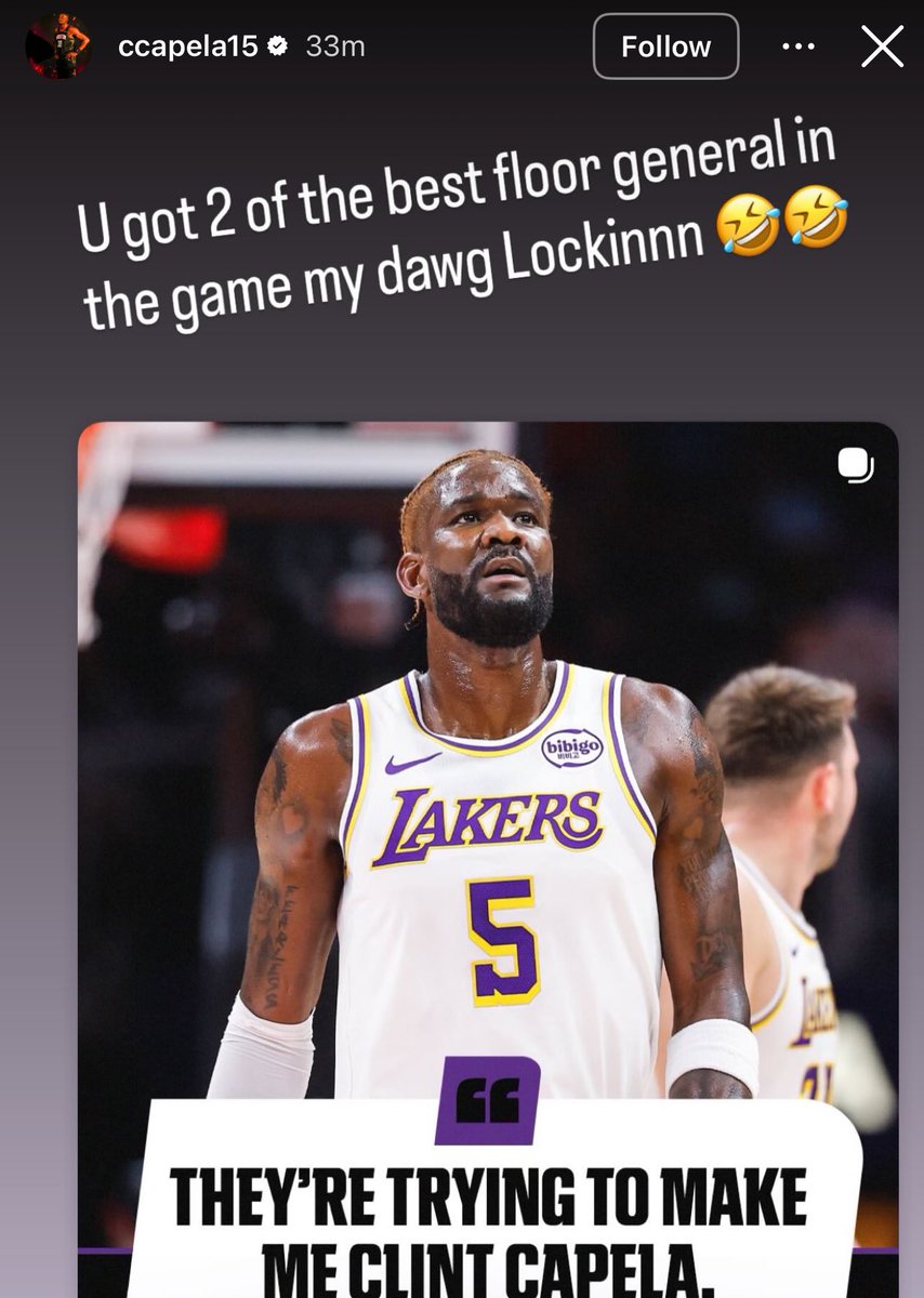 TheHoopCentral's tweet image. Clint Capela’s IG story. 🤣💀