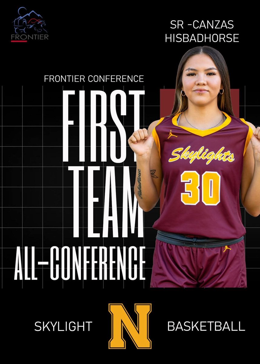 ndnsports's tweet photo. Congratulations to Canzas Hisbadhorse (Northern Cheyenne), out of Montana State University-Northern, who was named a Frontier Conference First-Team selection this season.
#NativeAthlete #Cheyenne #MSUN #FrontierConference https://t.co/bedrstdxCm