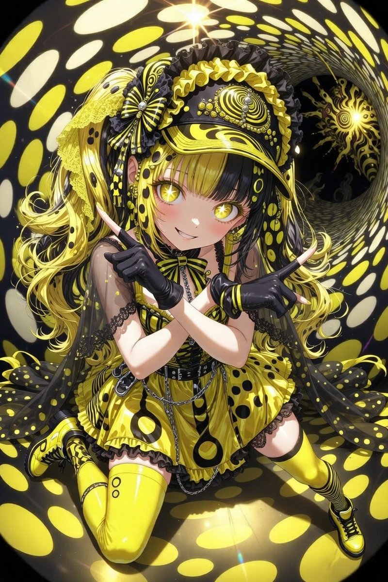 Yellow and black psychedelic gothic style #ゴーゴーゴスロリ