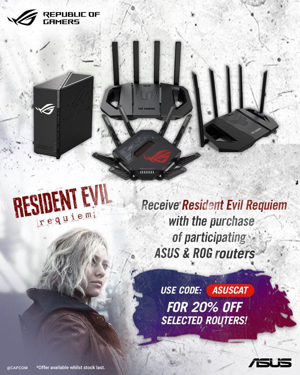 Did you know you can unlock a copy of Resident Evil Requiem when you purchase selected ASUS and ROG products!? #ad

Plus get 20% off selected ASUS routers when using the code ASUSCAT. ✨️🐈‍⬛

Offer ends 16th March.
 au.asus.click/pa1ha9