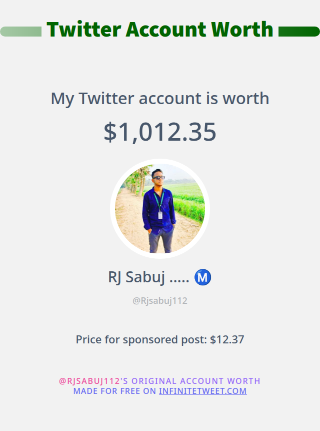 My Twitter worth is: $1,012.35

➡️ infinitetweet.me/account-worth