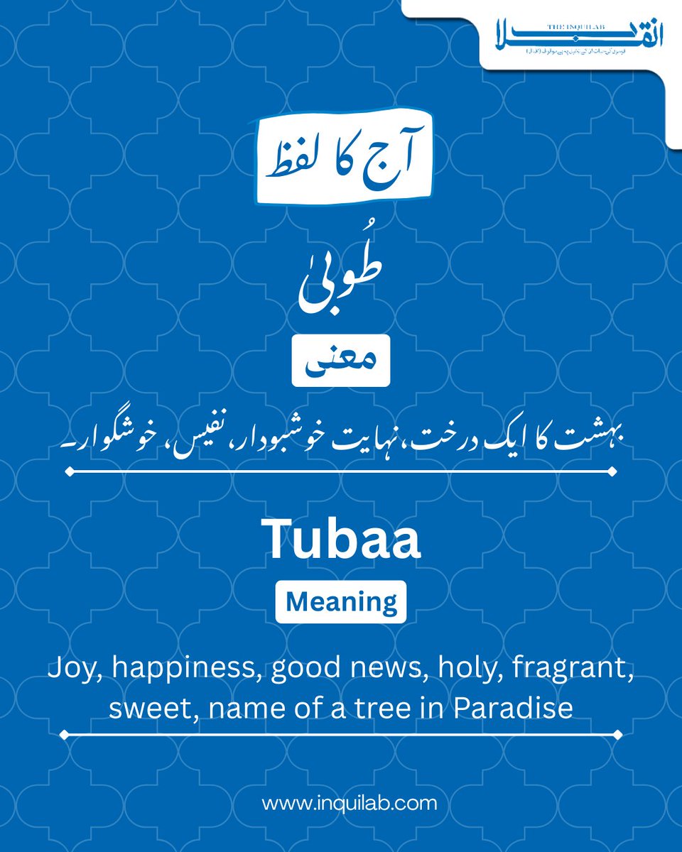 theinquilabin's tweet photo. آج کا لفظ

#InquilabNews #Word #WordOfTheDay #Urdu #UrduWord #Lafz #AajKaLafz #UrduLearning https://t.co/R0SqkWYFWE