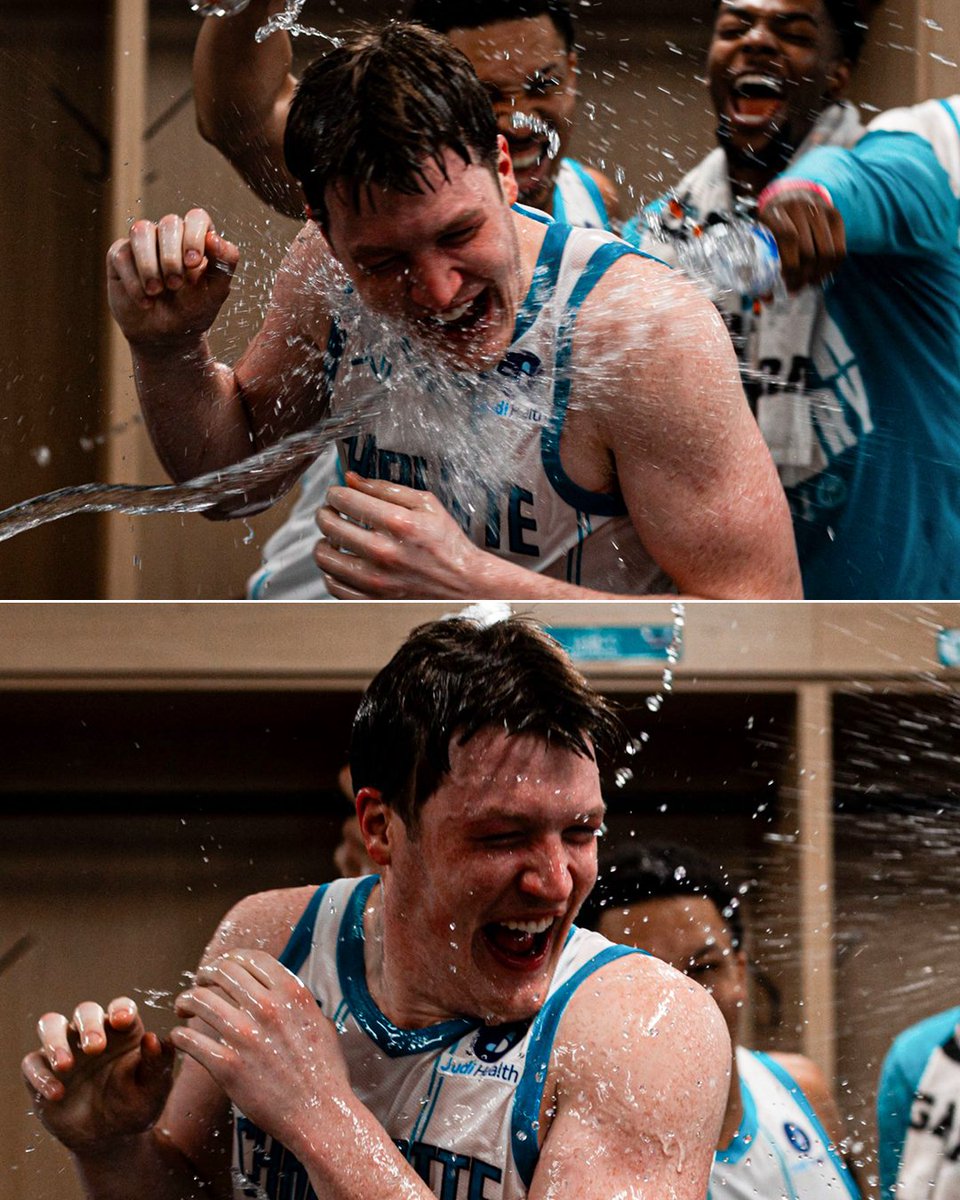 Celebration showers for Kon Knueppel after he set the NBA rookie three-point record 😆

(via <a href="/hornets/">Charlotte Hornets</a>)