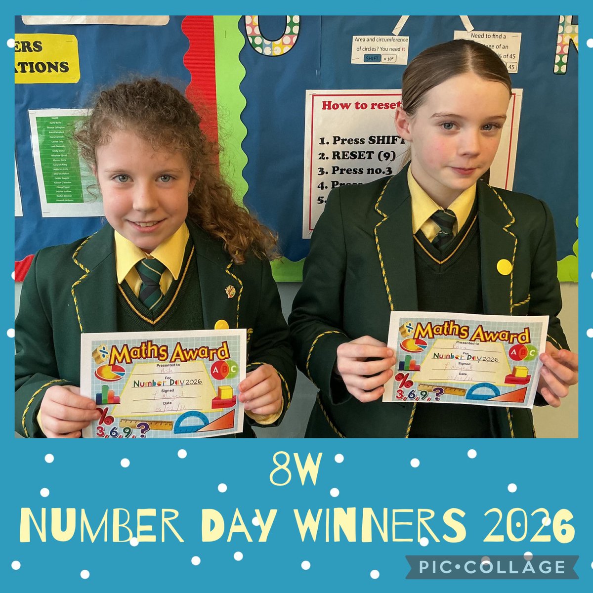 MathsStCaths's tweet image. Before midterm we celebrated @NSPCCNI with our Annual Quiz!
Here are some of our Year 8 class winners!
#welovemaths #mathisfun #numberday 🥳🧮🏆