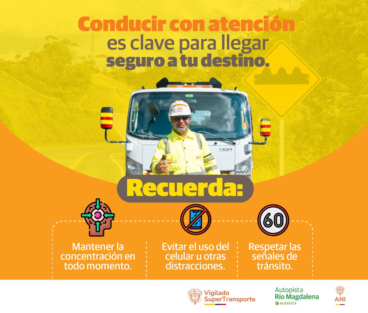 Conducir requiere de toda tu atención. 📵
Evitar distracciones reduce riesgos y te permite reaccionar a tiempo ante cualquier situación en la vía.

#SeguridadVial #AtenciónEnLaVía #ARM 🛣️