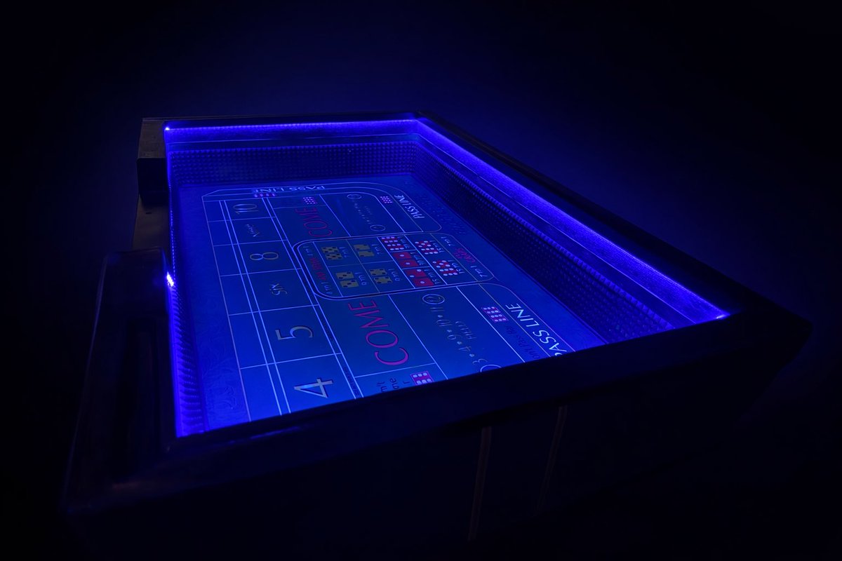 TOTTEVENTS's tweet photo. Testing out our blacklight craps table. 

We are always tweaking, modifying, upgrading. 

So much so that we never put out exactly the same item for each event, it’s always some better iteration. And we like it that way. https://t.co/wrNNqhsVtc