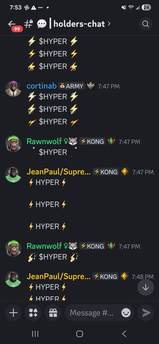 The <a href="/SupremeKong/">Supreme Kong</a> Community has been getting⚡️$HYPER⚡️for <a href="/CyrusAbrahimX/">Cyrus Abrahim 🧃</a> release of $HYPER
IYKYK
#KONGSEASON