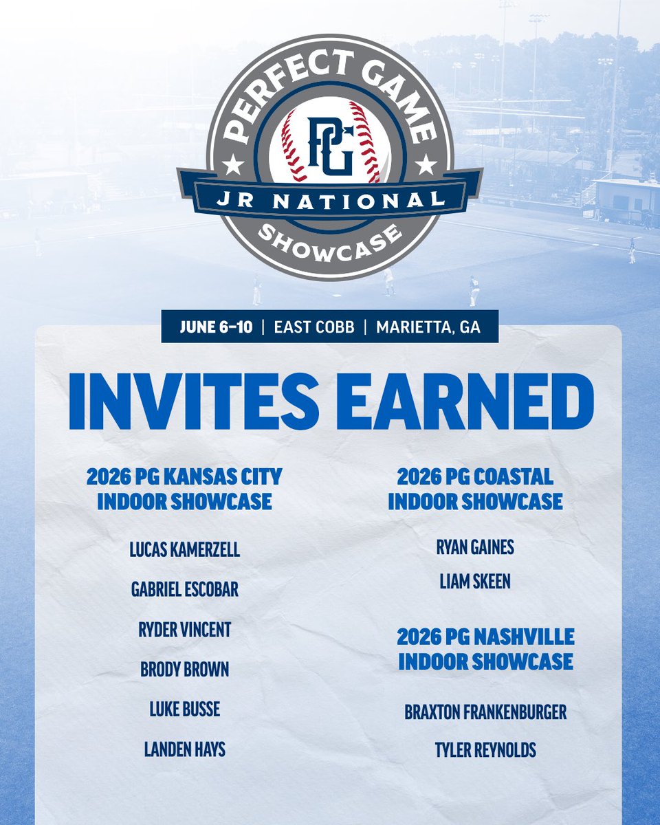 PGShowcases's tweet photo. 🚨INVITE EARNED
Congratulations to these PG athletes for earning their invites to the 2026 PG Jr. National Showcase. #InviteEarned 

Wondering how you can earn your invite to our National events? Tap the link below to learn more! 📲

https://t.co/ipGIfM4wXZ https://t.co/LaHEOv2ZhJ