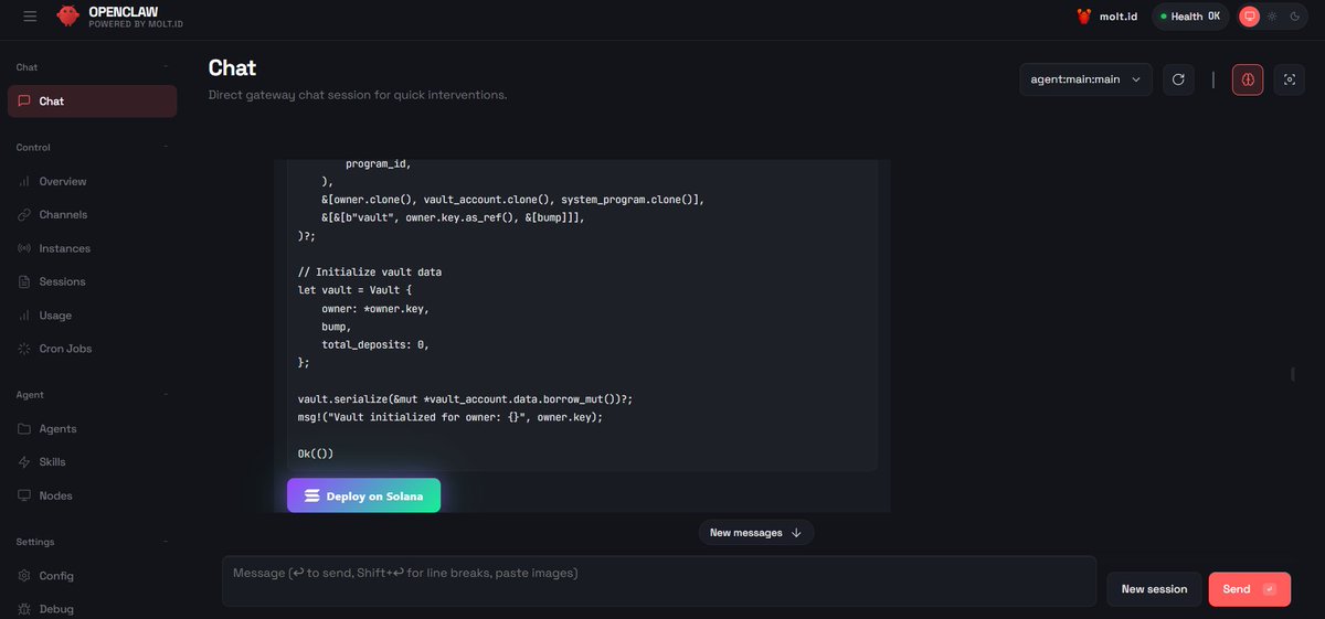 moltdotid's tweet photo. 🛠️ Solana Dev inside OpenClaw — Coming Tomorrow

Your .molt agent is about to become a Solana developer. Write programs, compile, and deploy on-chain. All from a chat message.

Every .molt domain is about to be a builder.

🦞 https://t.co/XrARcRzb16 https://t.co/LL7TzjGueV