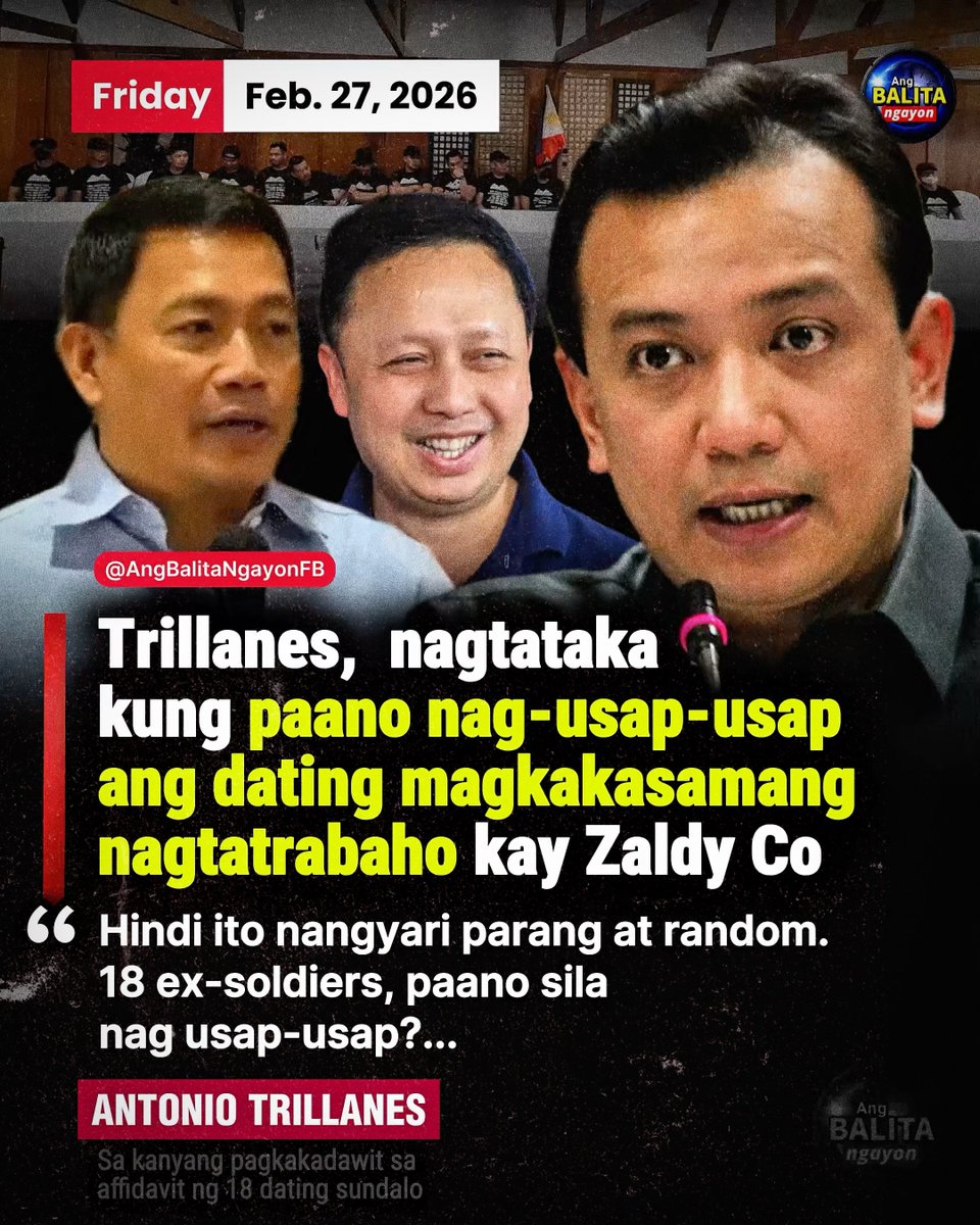 TRILLANES, “NAGTATAKA”: PAANO NGA BA NAG-USAP-USAP ANG MGA DATING TAUHAN NI ZALDY CO?

Parang may malaking misteryo para kay Antonio Trillanes IV: paano raw nagkausap-usap ang 18 dating sundalo na sabay-sabay naglabas ng affidavit?

Sa kanyang pahayag, tila hindi niya matanggap
