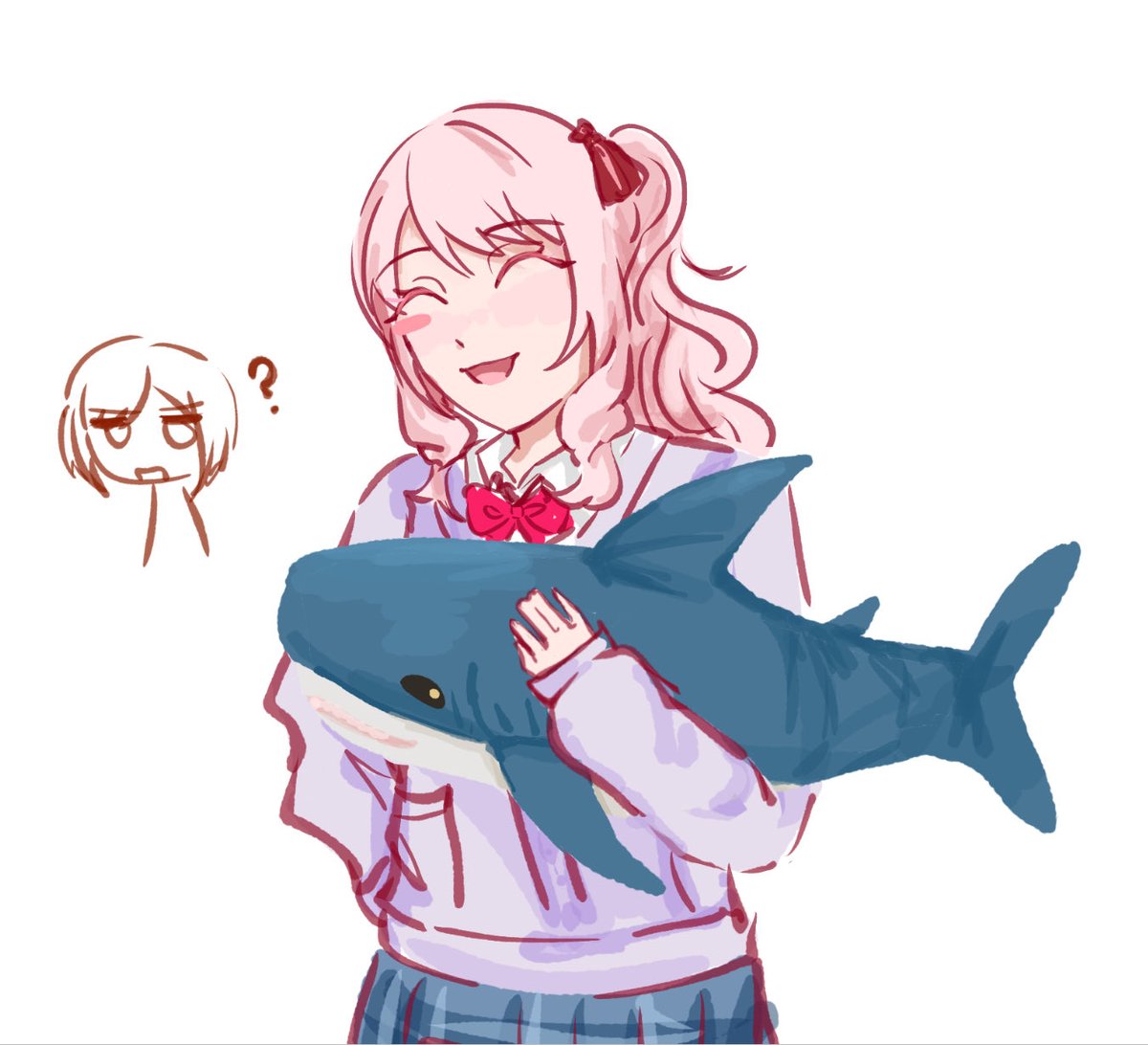 "Mizuki with a blåhaj (maybe Ena’s there too)" 

cutemizuki.straw.page