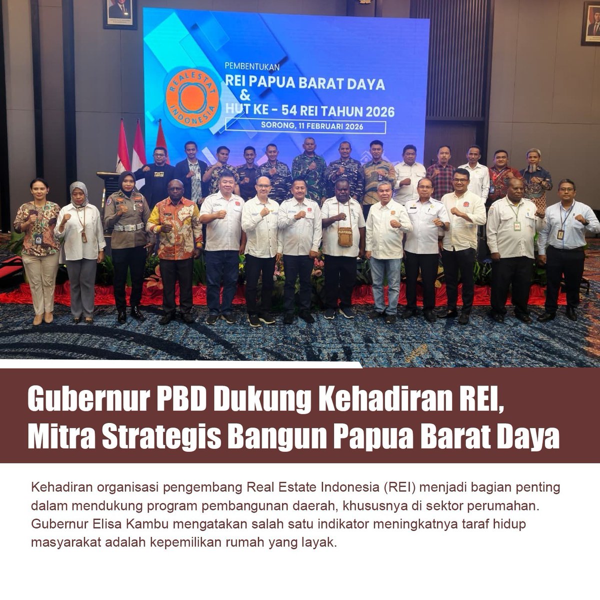 Gubernur PBD Dukung Kehadiran REI, Mitra Strategis Bangun Papua Barat Daya