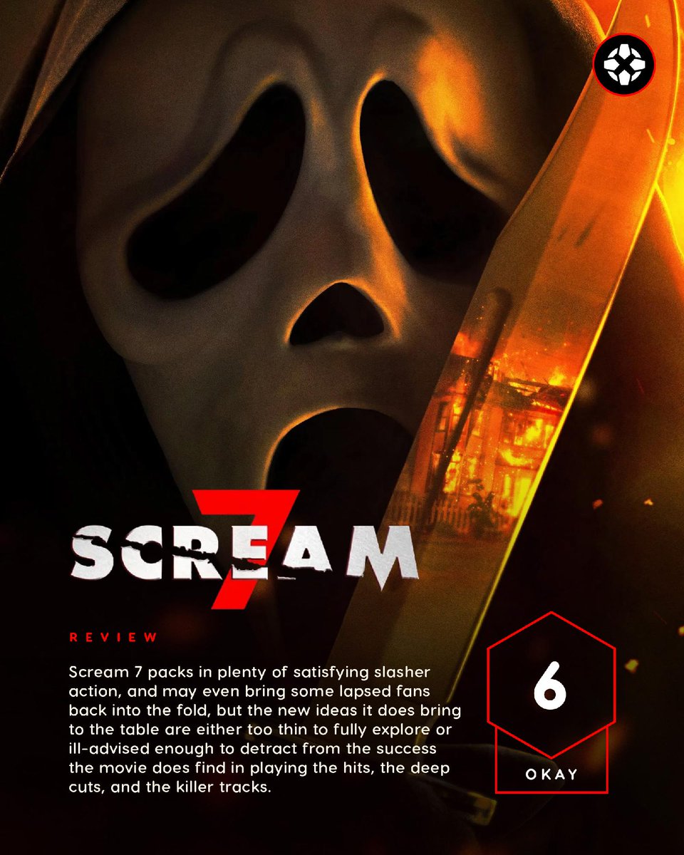 “Burn it all down.” For a tagline so front and center of Paramount’s marketing for Scream 7, it has very little relationship to the actual ethos of the movie.

Our review: bit.ly/4l2SDWS