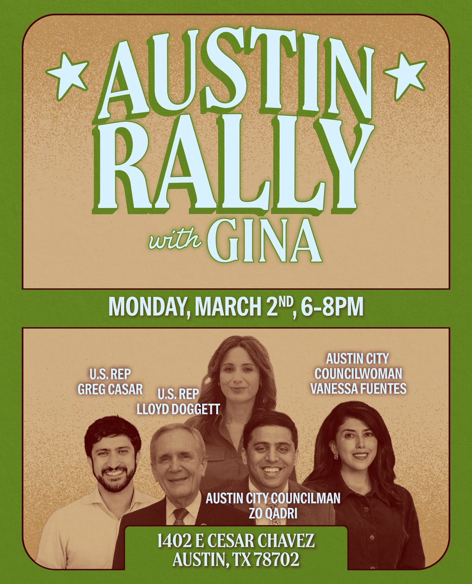 Gina is building a movement here in Texas and it’s going to take all of us to win. 

Join me at Gina's Election Eve Rally and help us get out the vote: mobilize.us/mobilize/event…