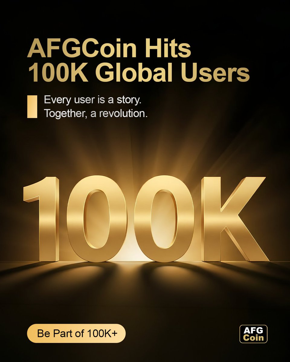 🚀 The powerful AFGCoin family has surpassed 100,000 active users!

100,000 users means:
✨ 100,000 believers in the future
✨ 100,000 bold minds
✨ 100,000 dreams united into one unstoppable force

From day one, our goal was never just to build a token…
We are building a