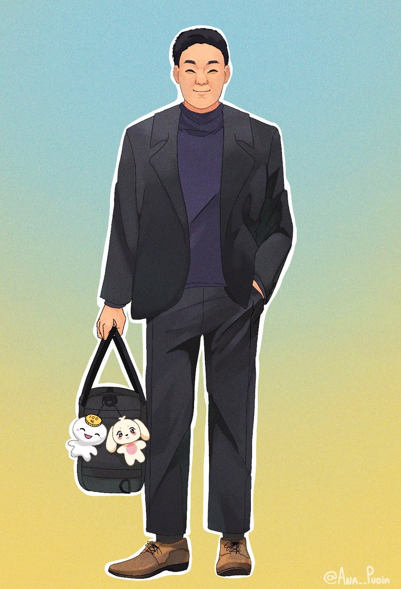 New #ATEEZfanart commission

More like #Yeosang work dad fanart. Just love seeing him and his bag. 

Made by <a href="/ana__pudim/">Ana Pudim 🍌🐟 • COMMS OPEN</a> 

As always, pls respect the art. Do not modify. Do not use for own gain. Also do not feed into ai. Thank you!