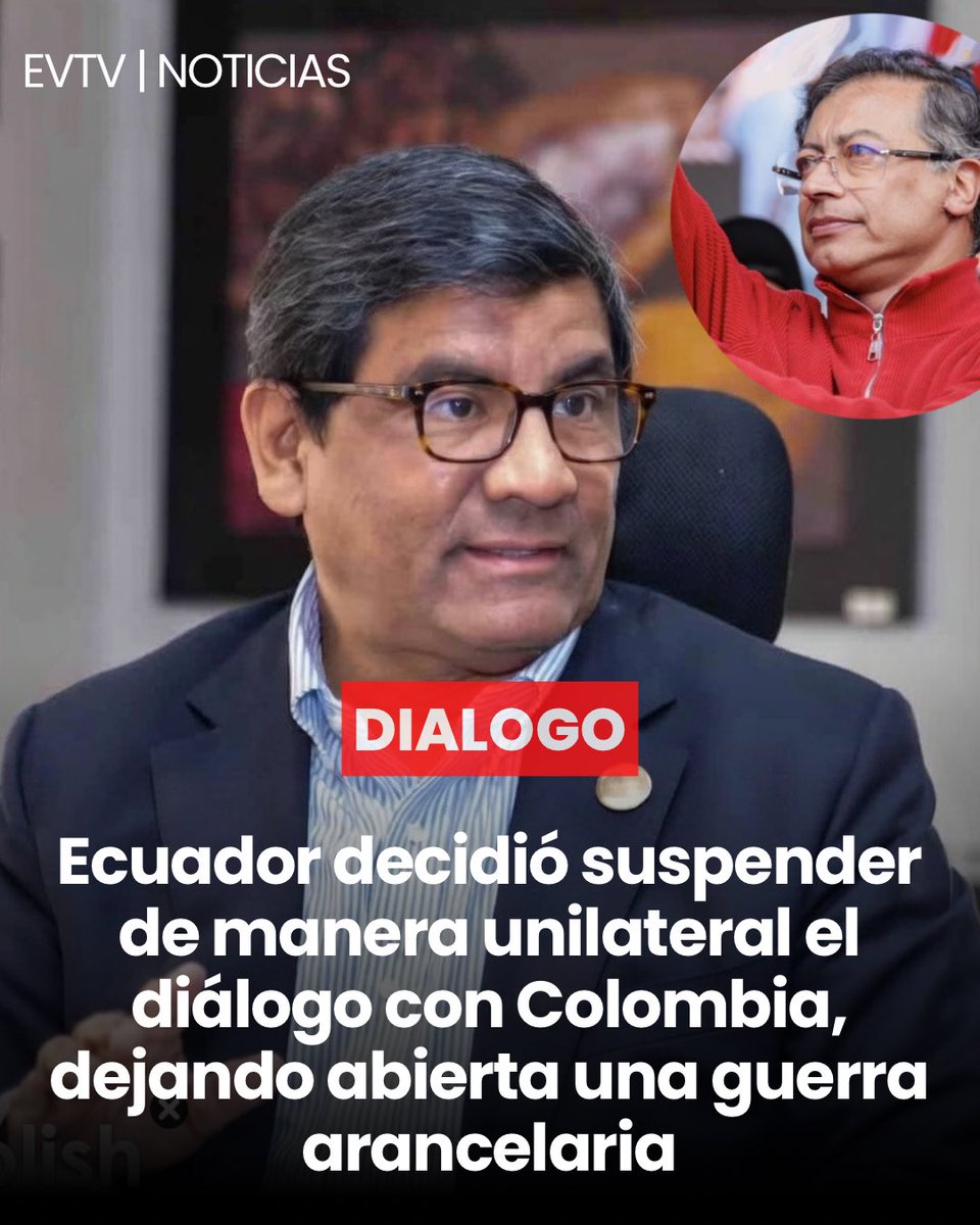 #ARANCELES | 🇪🇨 #Ecuador decidió suspender de manera unilateral el #diálogo con #Colombia 🇨🇴, dejando abierta una guerra arancelaria por tiempo indefinido. 

La medida responde a la molestia del Gobierno de Noboa tras la prohibición colombiana de ingreso de 30 #productos.