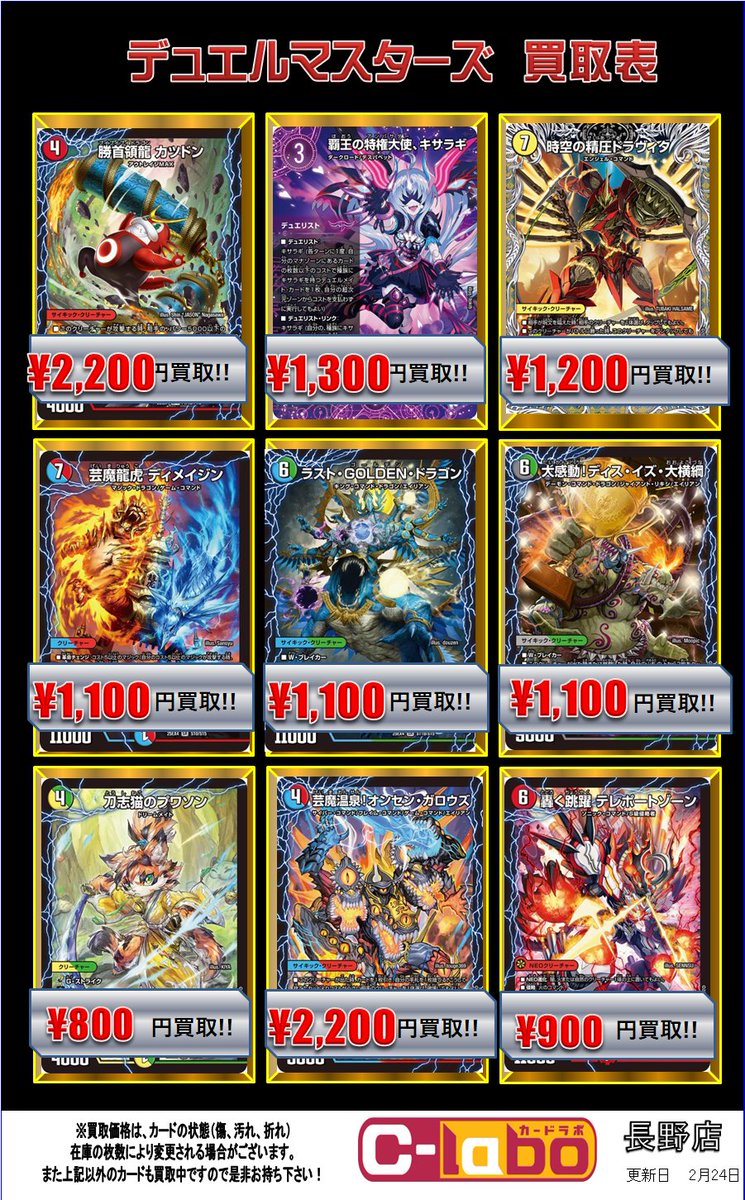 デュエルマスターズ買取情報】 新弾『パンドラウォーズ』買取表作成