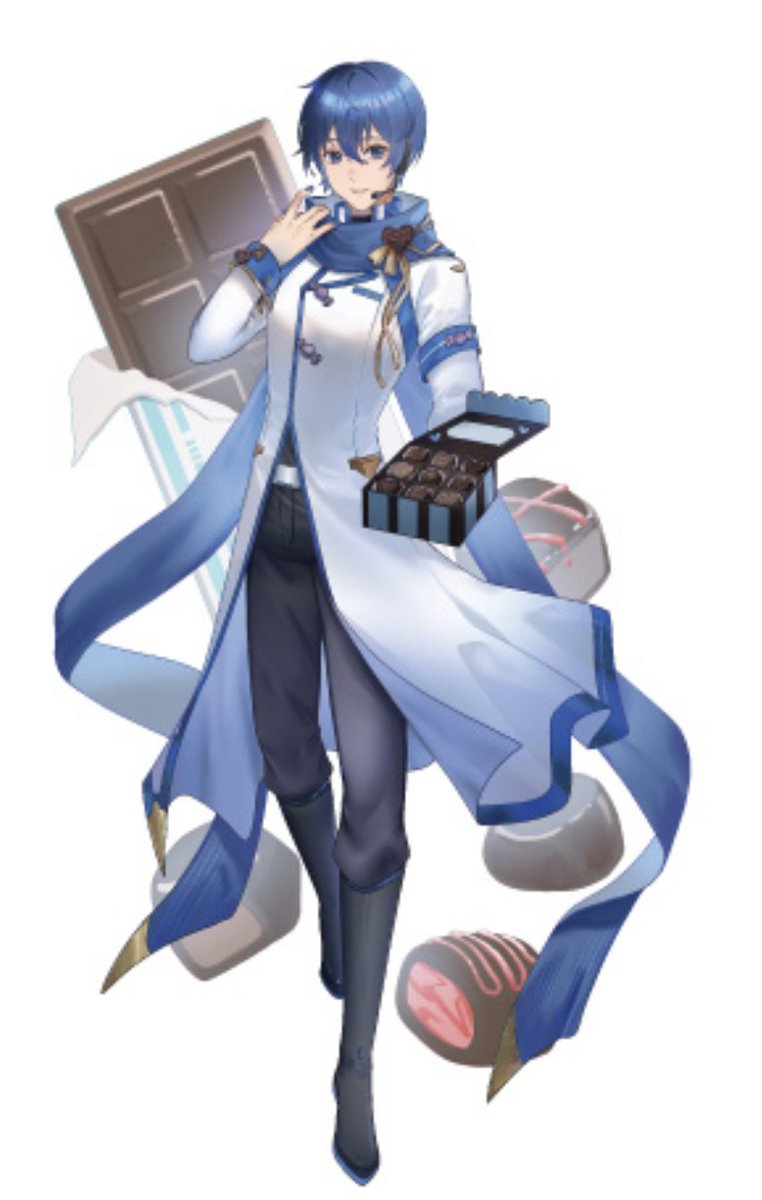 KAITO with chocolates and hearts and pink apronwe won this year