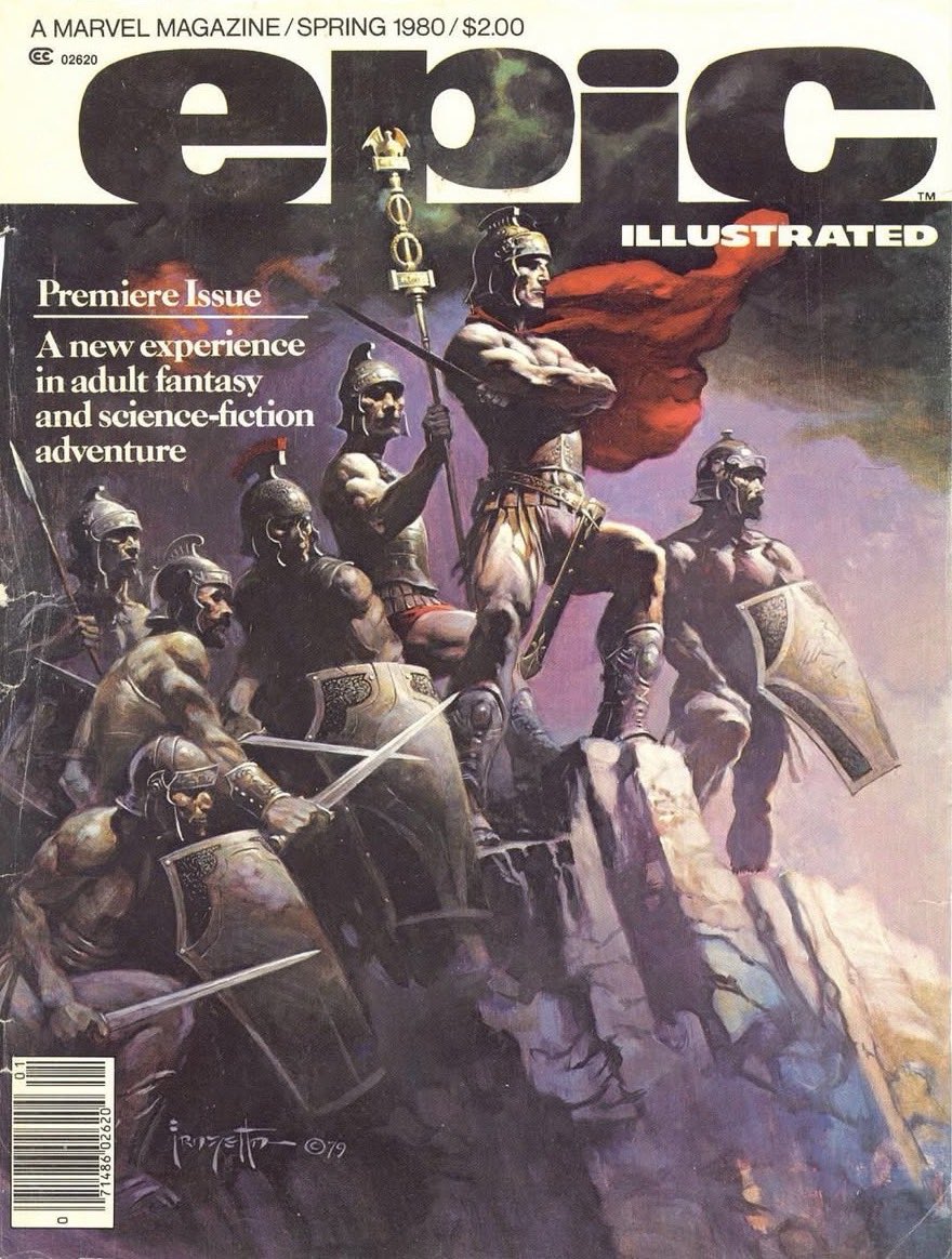 Epic Illustrated, from Marvel Comics, was a comics anthology in magazine format. Similar to Heavy Metal Magazine, it allowed explicit content to be featured. Unlike the traditional comic books, it offered its writers and artists ownership rights and royalties in place of the