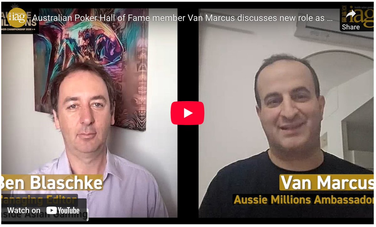 Australian Poker Hall of Fame member Van Marcus discusses new role as Aussie Millions ambassador
asgam.com/2026/02/26/aus…