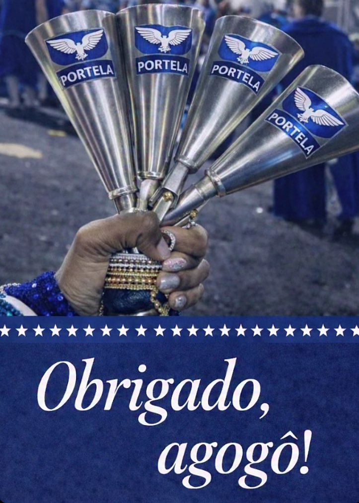 OFICIAL!
Agogô da Portela anuncia seu desligamento e em último anuncio diz:

“Há males que vem para o bem (Em dó)”

🦅💙✨