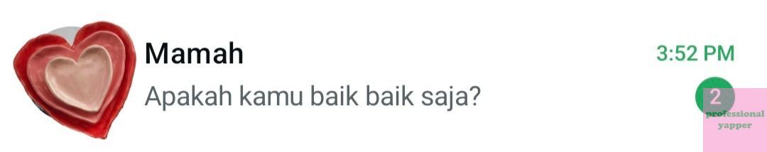 yappingfess's tweet photo. yap! sender lagi nangis sesenggukan sendirian di kos, karena lagi ngerasa kuliah sender susah dan berat. tiba-tiba ada notif dari ibu, chat nanya ini🥹🥹 memang feeling ibu tuh yaa😔🤍 https://t.co/c0keBmz7Gu