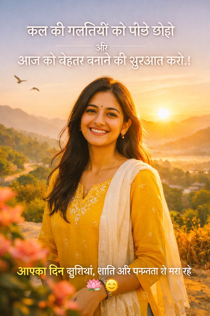 कल की गलतियों को पीछे छोड़ो और आज को बेहतर बनाने की शुरुआत करो।"
आपका दिन खुशियों, शांति और सफलता से भरा रहे 🌸🌞
Good morning 🙏 🌄