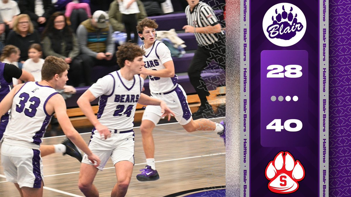 BlairBasketball's tweet photo. Bears trail at the half. Keep fighting boys! https://t.co/45BP8BZBXc