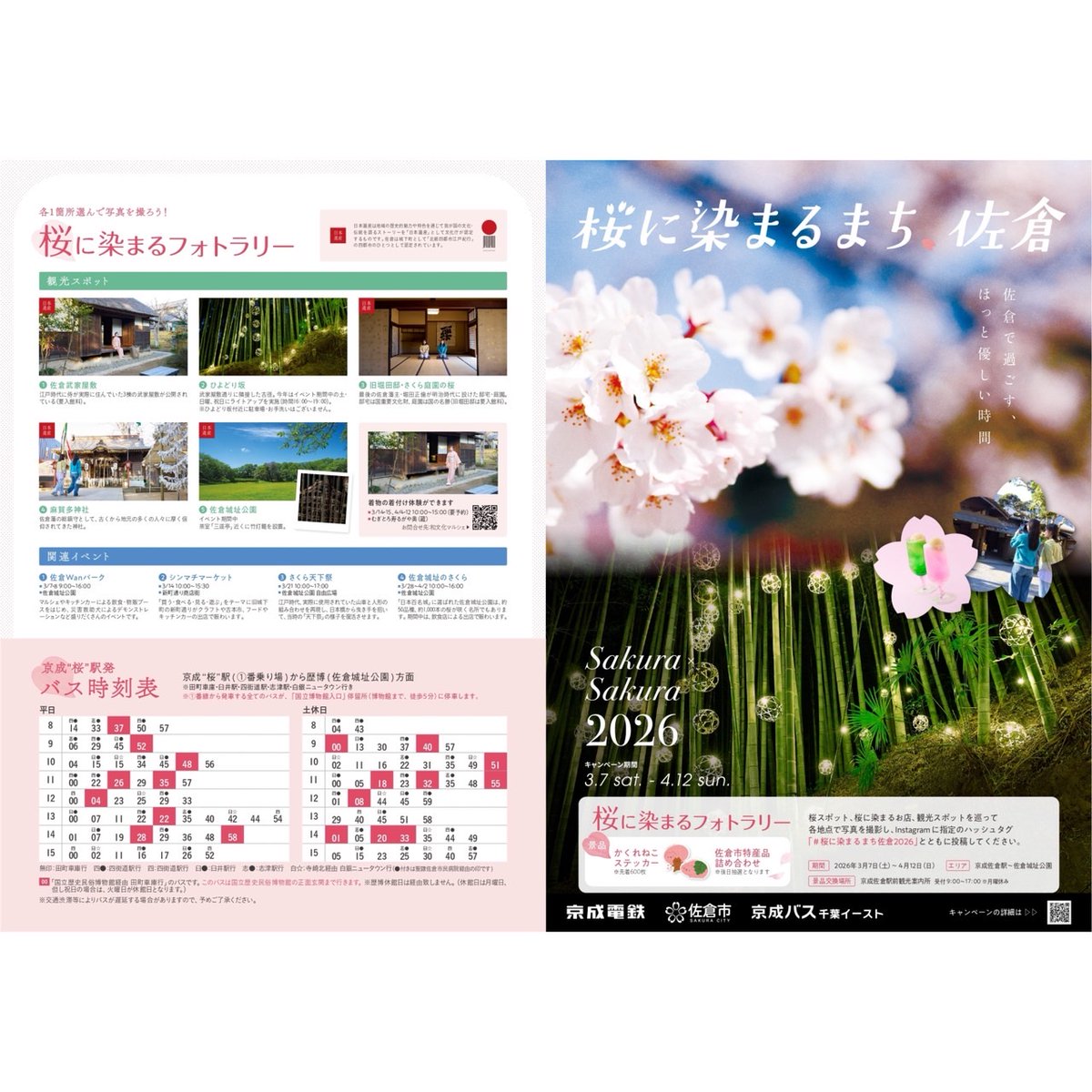 🌸3月7日（土）から『桜に染まるまち、佐倉2026』を開催🌸 桜色に