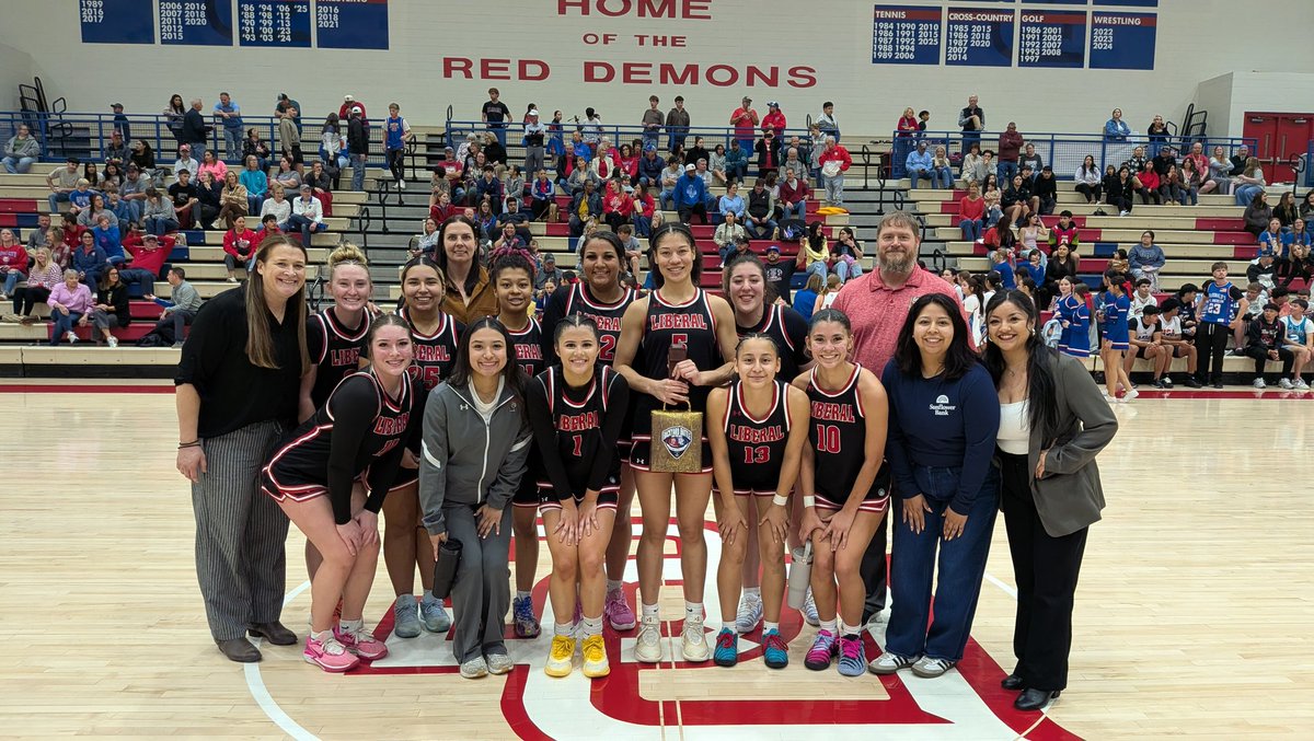 Shout-out to Sunflower Bank for their continued support of our programs and the Battle of the Bell!

Lady Red with a big win over the Lady Red Demons 63-33 and improve to 17-3 to finish the regular season.