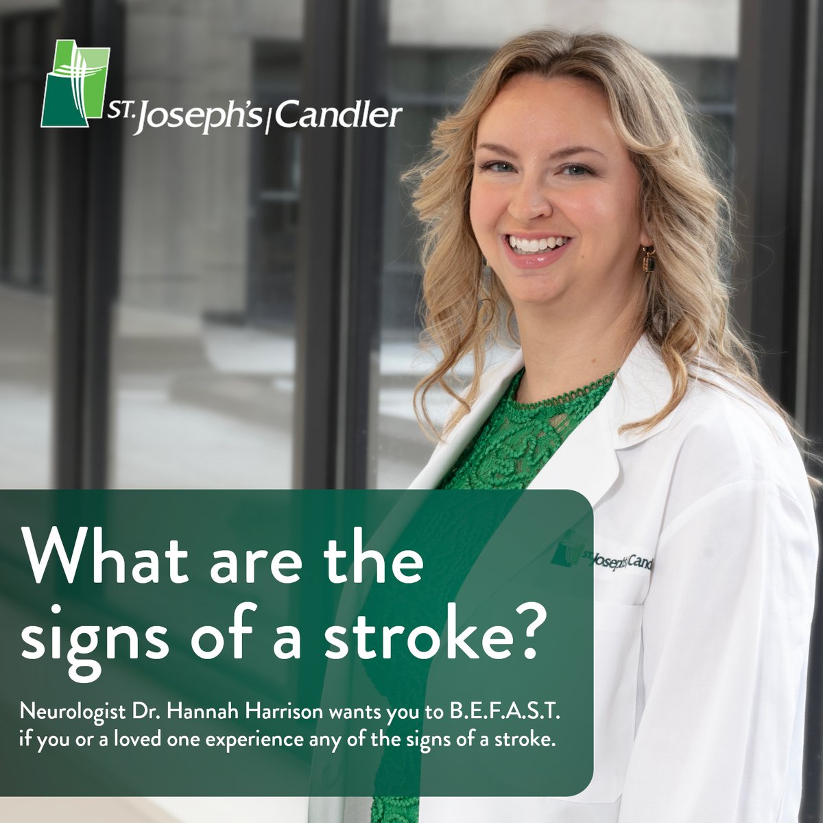 chooseSJC's tweet photo. Every 40 seconds, someone in the United States has a #stroke. St. Joseph’s/Candler #neurologist Dr. Hannah Harrison explains what to do:
https://t.co/8Vn1CbV0Iy https://t.co/OE1XCtGXRl