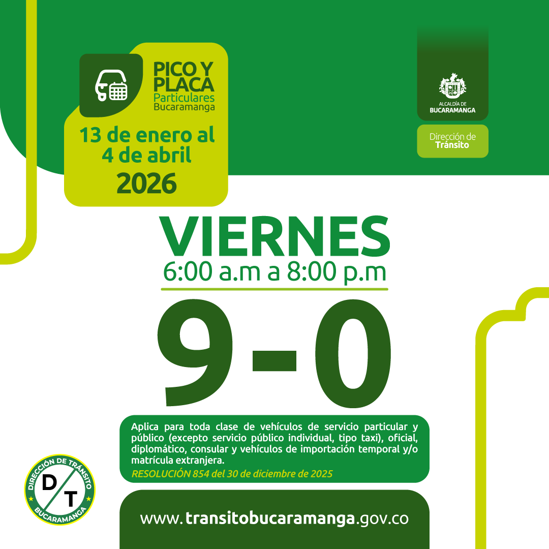 transito_bga's tweet photo. 👀Atentos al #PicoyPlaca
⚠️ Este viernes 27 de febrero no circulan los carros particulares y motocicletas con placas terminadas en 9⃣ y 0⃣
#EvitaSanciones https://t.co/eSGmKMzZ7N