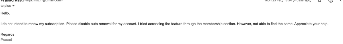 praskatti's tweet photo. @Inc42 can you look into this at the earliest and cancel the subscription. I  have been clear I dont want to incur this expense. https://t.co/IiAsbP7drf