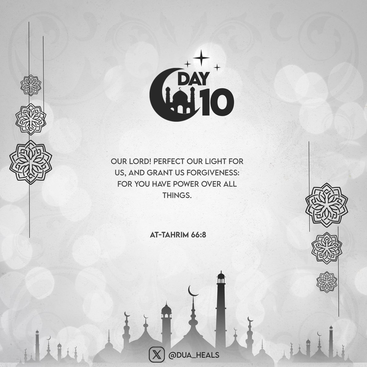 Dua_Heals's tweet image. Day 10 🌙

Our Lord, perfect our light and grant us forgiveness.
You have power over all things.

Ramadan is a journey toward light.
Each prayer.
Each fast.
Each sincere dua brings you closer.

May Allah brighten our path and forgive our sins.

#Day10 #RamadanReflections