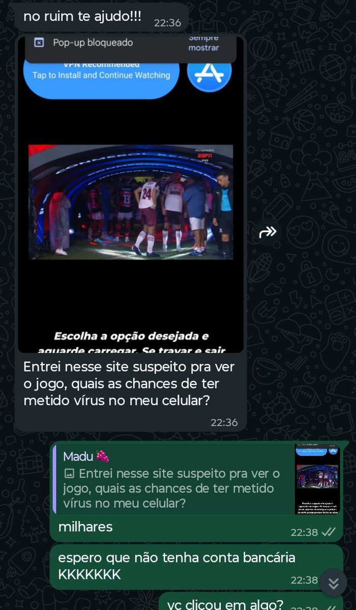 Da saga "seja amigo de alguém que cursa cibersegurança e tire quaisquer dúvidas com esse amigo" 

Logo abaixo dei dicas sobre. Cuidado ao clicar e acessar links de conteúdo pirata, sempre bom usar uma extensão block de anúncios e por aí vai...

#bolhasec