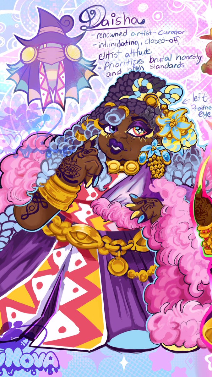 soupvnova's tweet photo. Daisha (Drawcia) feels the strongest about her own artistic vision. An art curator who is quite peculiar in appearance and her work. She’s intimidating but exhibits a tranquil and calm demeanor. (⬇️)

[ #kirbyfanart #kirbygijinka #drawcia ] https://t.co/lLCBWXupPn