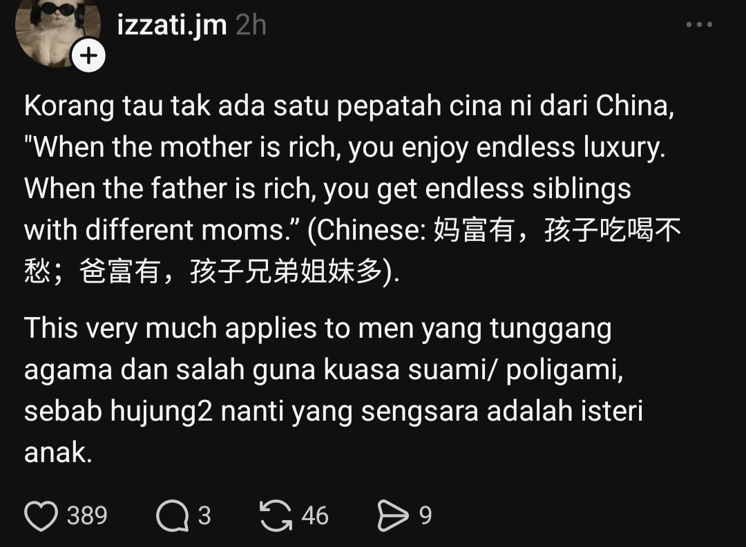 Saida_CFPCertTm's tweet photo. Menarik pepatah cina ni.

Bila si ibu berduit:..
carikan extra classes (cth: music, swimming) atau private school yang sediakan

Usaha tunaikan hasrat anak..
Klien saya di fasa umur anak lepas SPM..cuba turutkan anak nak course yang diminati.

Si ayah menang bab bayar komitmen.. https://t.co/JXXN5oIabG
