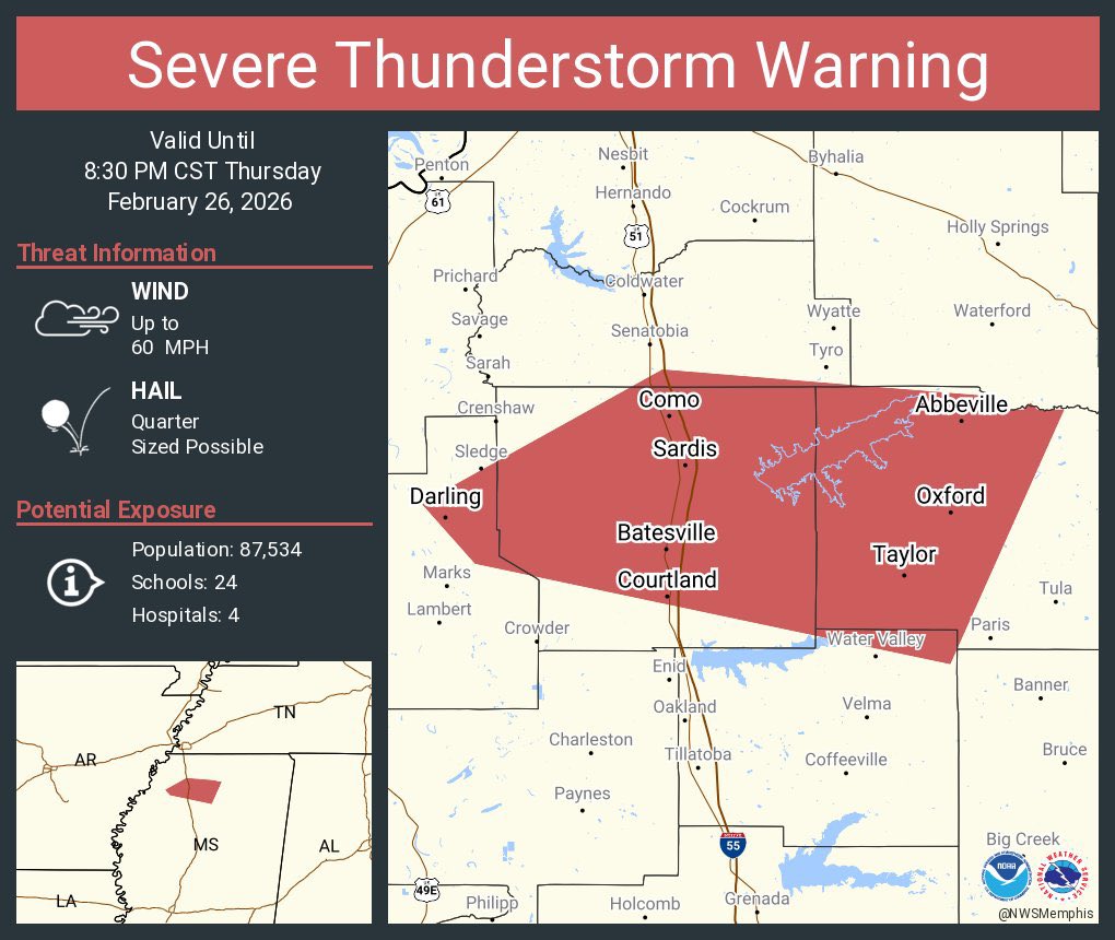 ⚠️Severe Thunderstorm Warning ⚠️

This warning is for Lafayette County and <a href="/cityofoxford/">City of Oxford</a> <a href="/OxfordPolice/">Oxford Police Department</a>