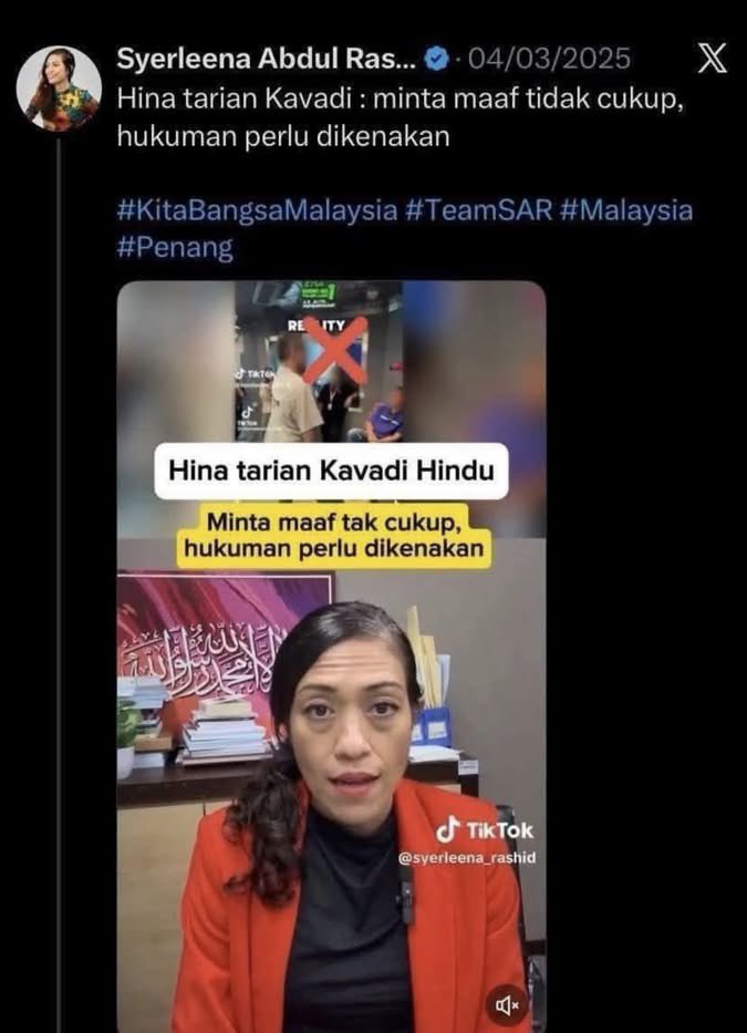 “Minta maaf tidak cukup. Hukuman perlu dikenakan,” kata seorang Ahli Parlimen yang selalu memperjuangkan keharmonian menerusi video-videonya.